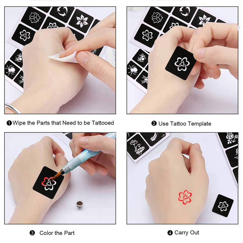 Ivana's Henna Stencils for Hands, Body, Fingers & Face - Reusable Mehandi Stickers for Women, Girls & Kids (Pack of 2) - Perfect for Weddings, Festivals & DIY Body Art - NIV-332