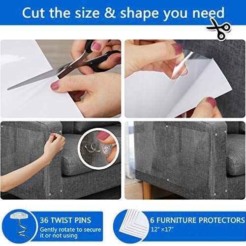 6-Pack X-Large Cat Scratch Furniture Protectors - Durable Cat Scratching Deterrent Guards for Couches, Sofas & Furniture | Cat Training Tape & Repellent Solution for Pet Owners | Perfect for Living Rooms, Bedrooms & Multi-Cat Households