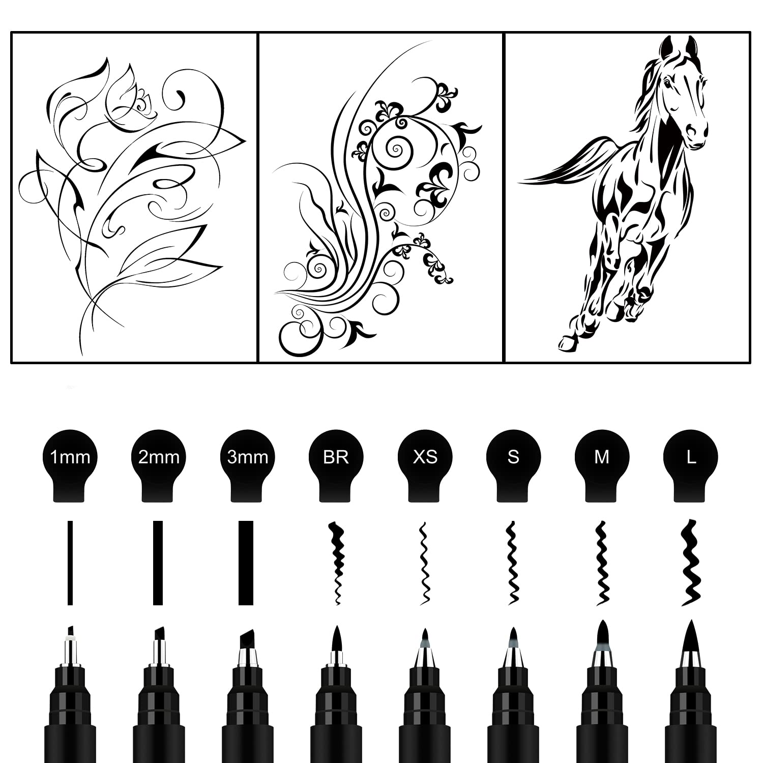 8-Size Calligraphy Pen Set for Beginners - Brush Lettering Pens for Handwriting, Art & DIY Projects - Perfect for Calligraphy, Journaling, Scrapbooking & Gift Wrapping