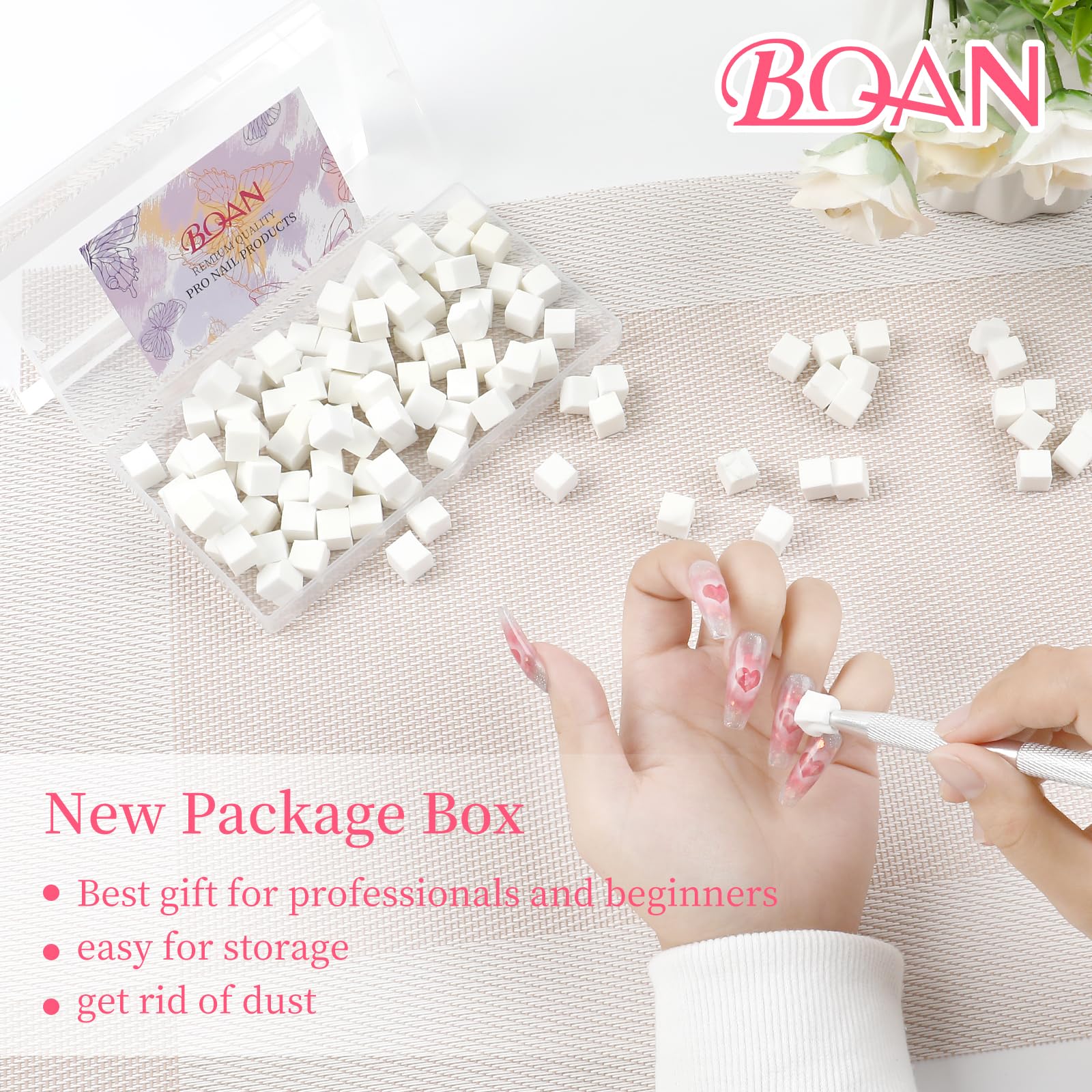 BQAN 100pcs Ombre Nail Sponges with Gripper Pen - 0.39