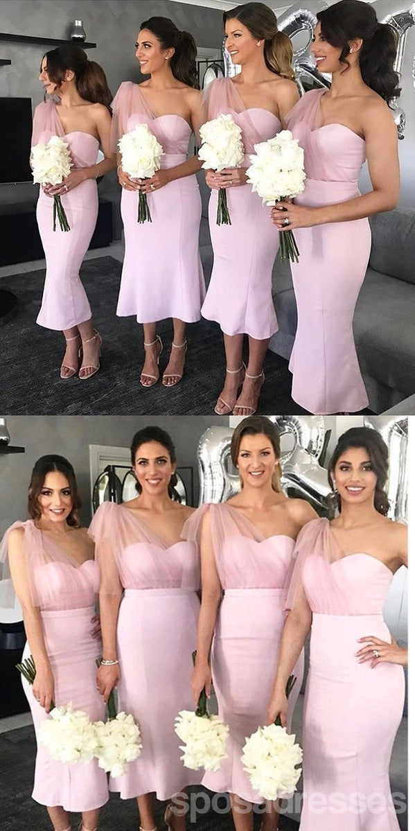 Elegant Pink Mermaid One Shoulder Bridesmaid Dress - WG1222 | Affordable Formal Gown for Weddings, Parties & Special Occasions