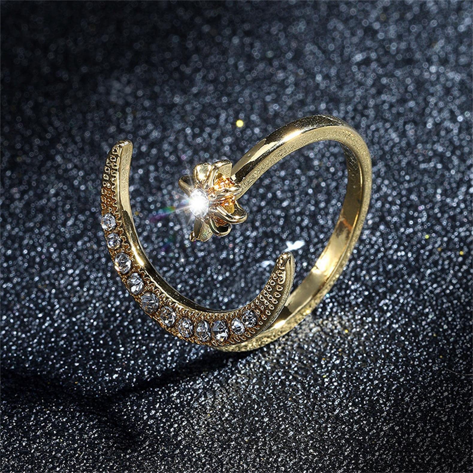 925 Sterling Silver Shiny Moon Engagement Ring for Women - Full Diamond Wedding Bridal Ring, Elegant Anniversary & Valentine's Day Gift for Wife, Girlfriend - Perfect for Proposals, Weddings, Romantic Occasions
