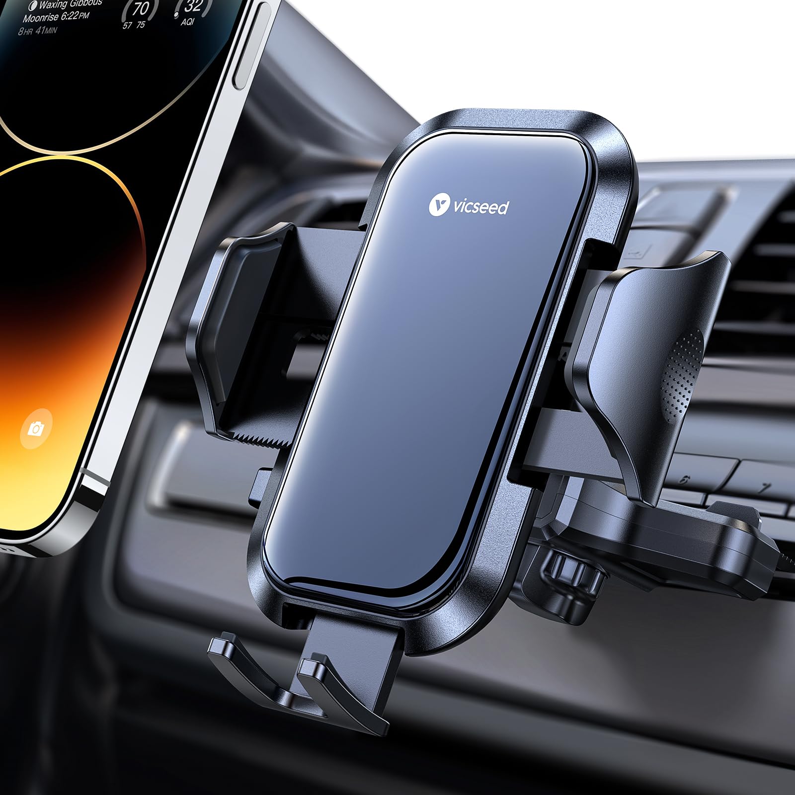 VICSEED Universal Car Phone Mount Holder - Heavy Duty Off-Road CD Slot & Air Vent Clip, 360° Rotatable for iPhone Samsung All Smartphones & Cases | Perfect for Safe Driving, GPS Navigation & Hands-Free Calling