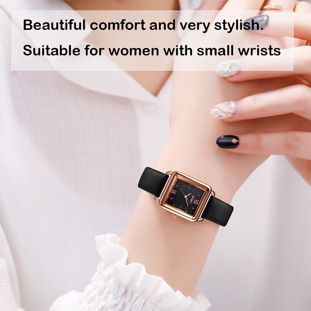 SKMEI Women's Square Watch - Slim Light Leather Band, Waterproof Analog Quartz Watch for Ladies - Perfect for Casual Wear, Office & Gift for Girls
