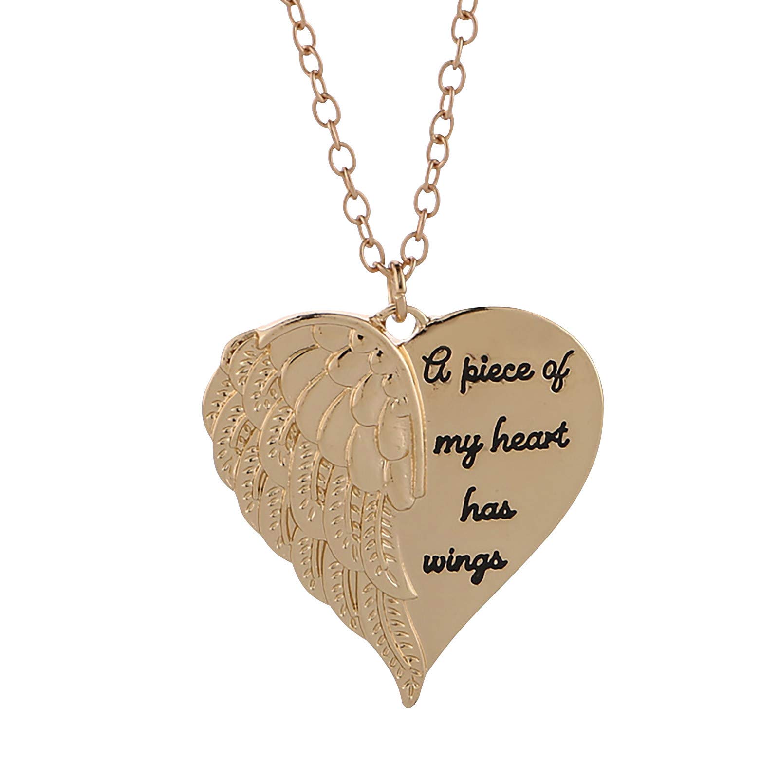 Personalized Initial Heart Vintage Necklace for Women - Angel Wing Pendant Jewelry Gift for Birthday, Anniversary, Valentine's Day Party Favors