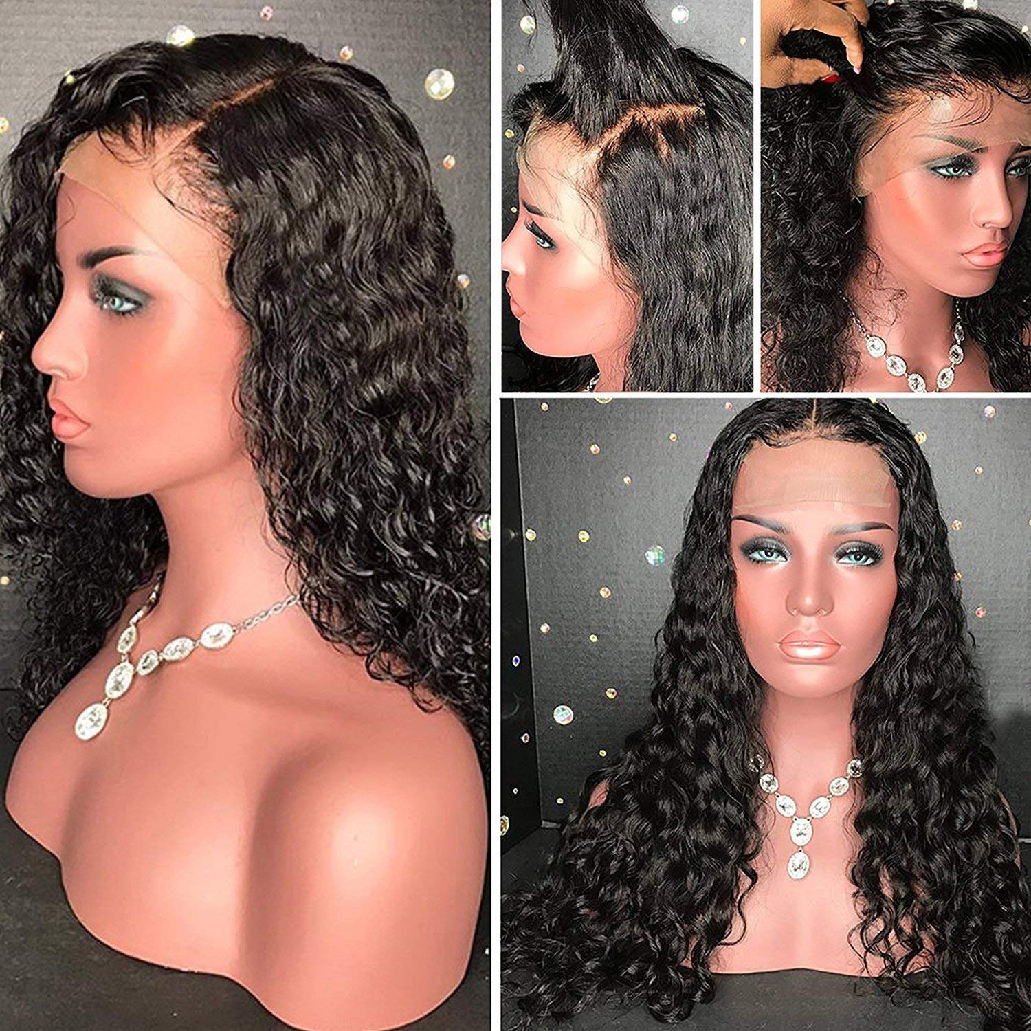 YMS Glueless 13x4 Lace Front Human Hair Wigs for Black Women - Brazilian Virgin Hair Curly Lace Front Wig with Baby Hair (24 Inch) - Perfect for Daily Wear, Special Occasions & Protective Styling