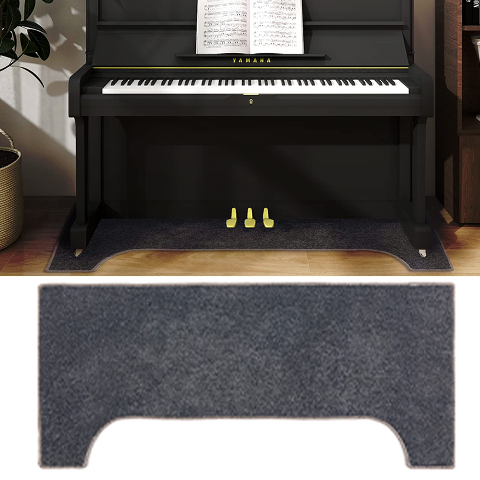 160x70cm Soundproof Piano Rug - Non-Slip Acoustic Mat for Upright Piano, Sound Dampening Floor Protector with Noise Reduction - Perfect for Home Studios, Music Rooms & Apartments (1581655)