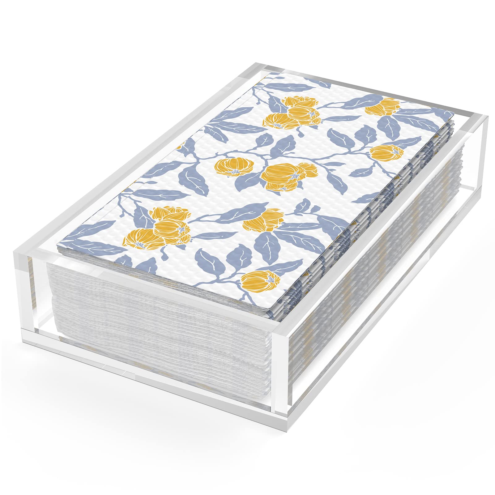 8mm Thick Clear Acrylic Napkin Holder - Disposable Hand Towel Organizer for Bathroom Vanity | Guest Paper Towel Tray for Home, Business, Restaurant & Hotel Use | Perfect for Restrooms, Kitchens and Hospitality Settings