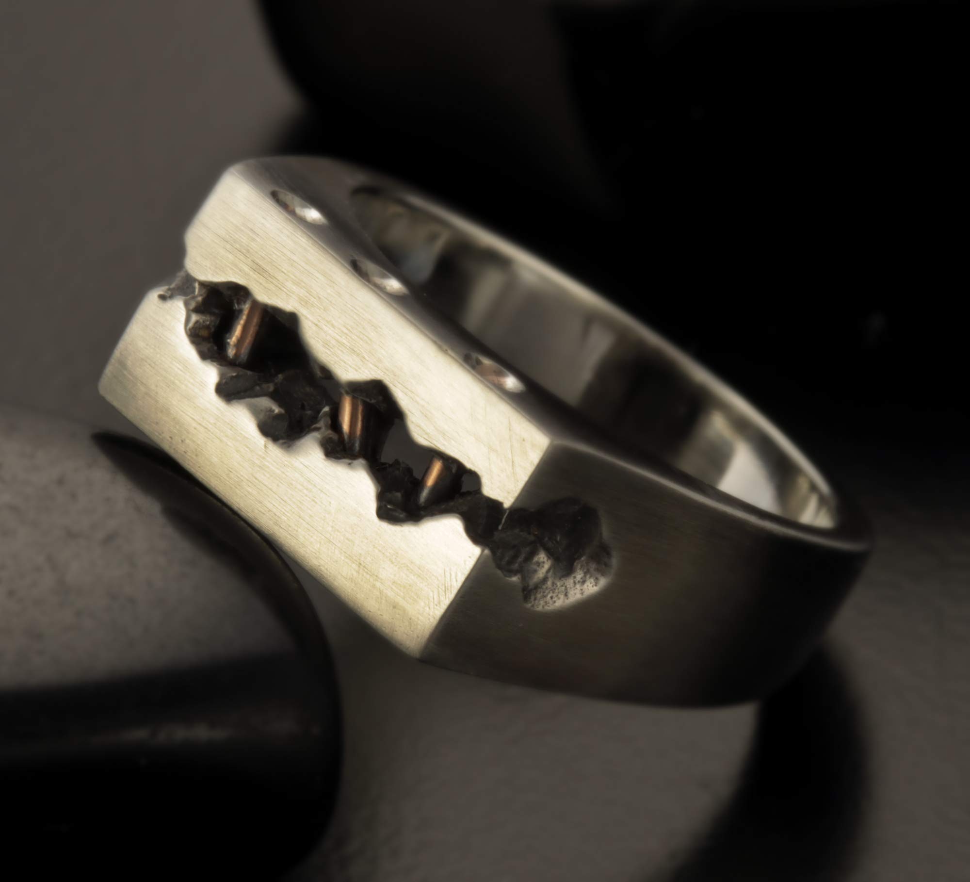 Rustic Men's Wedding Band - 9.5mm Wide Silver Copper Ring for Men (RS-1309) | Durable & Stylish Mens Jewelry Gift for Anniversary, Engagement & Everyday Wear