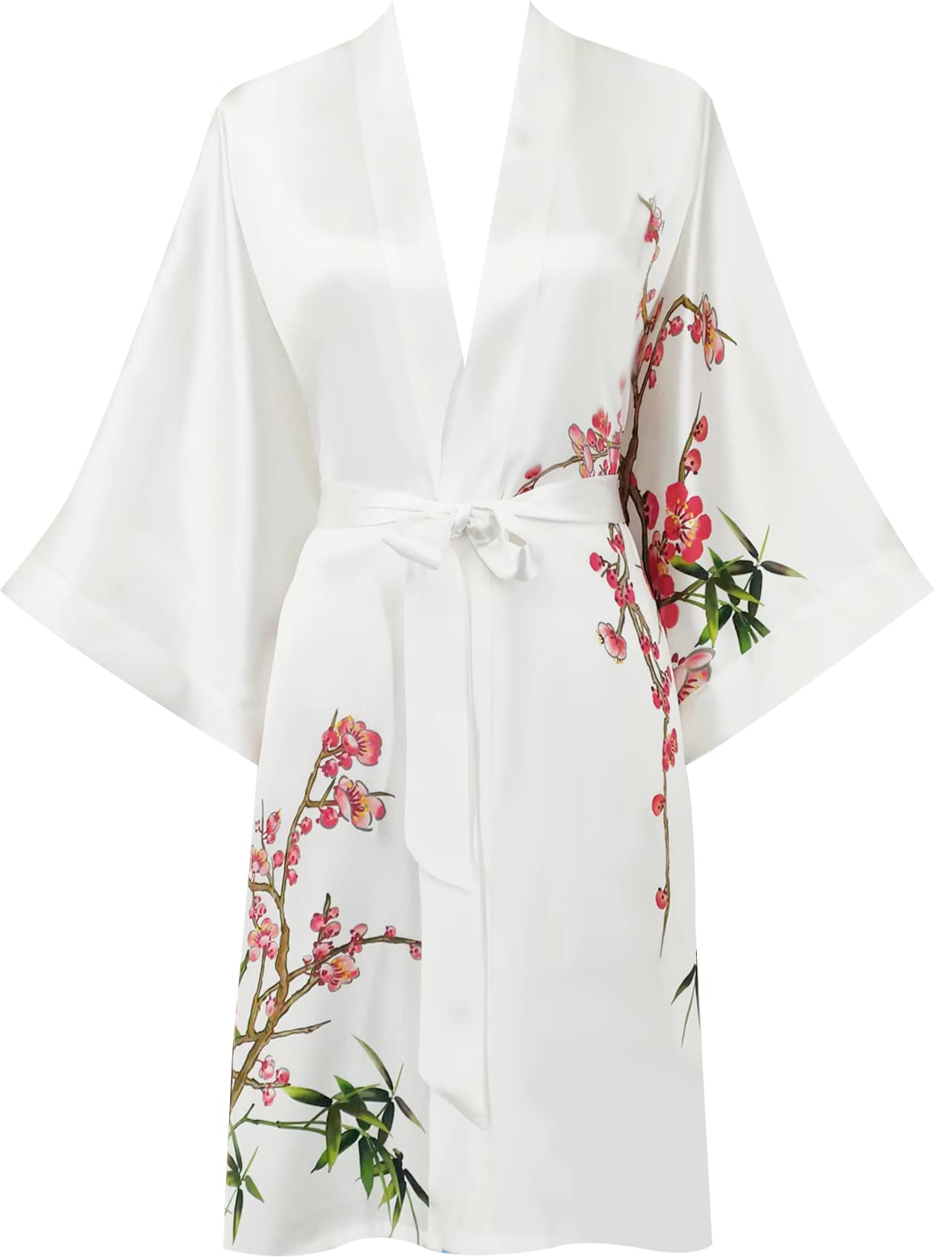 Women's 100% Silk Kimono Robe - Short Sleeve Bathrobe & Pajama Set for Spa, Lounge & Sleepwear | Luxury Lightweight Kimono Pajamas for Relaxation at Home