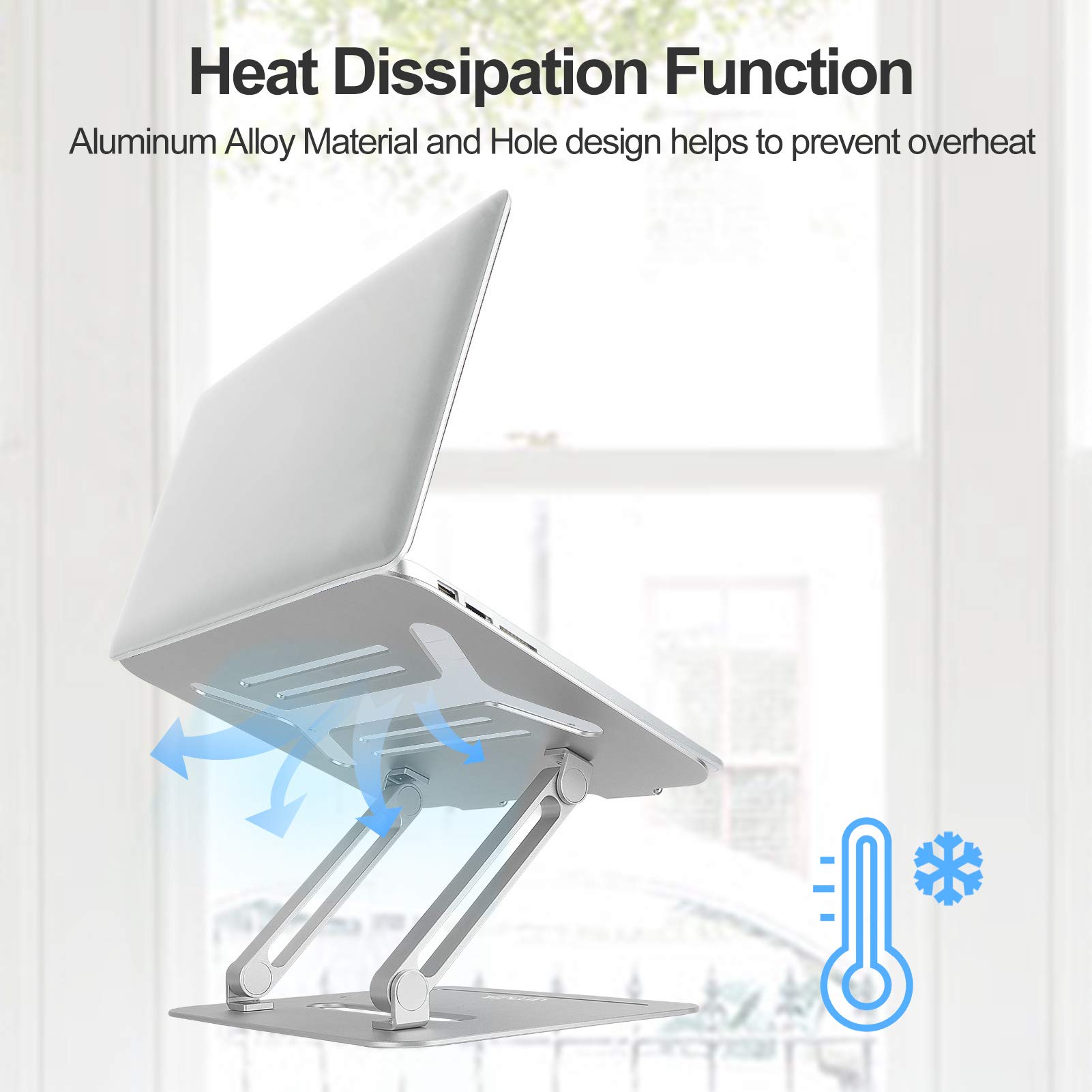 Adjustable Aluminum Laptop Stand for Desk - Ergonomic Computer Riser Holder Compatible with MacBook Air/Pro, Ultrabooks & All 11-17 Inch Laptops (Silver) | Perfect for Home Office, Gaming Setup & Workspace Ergonomics