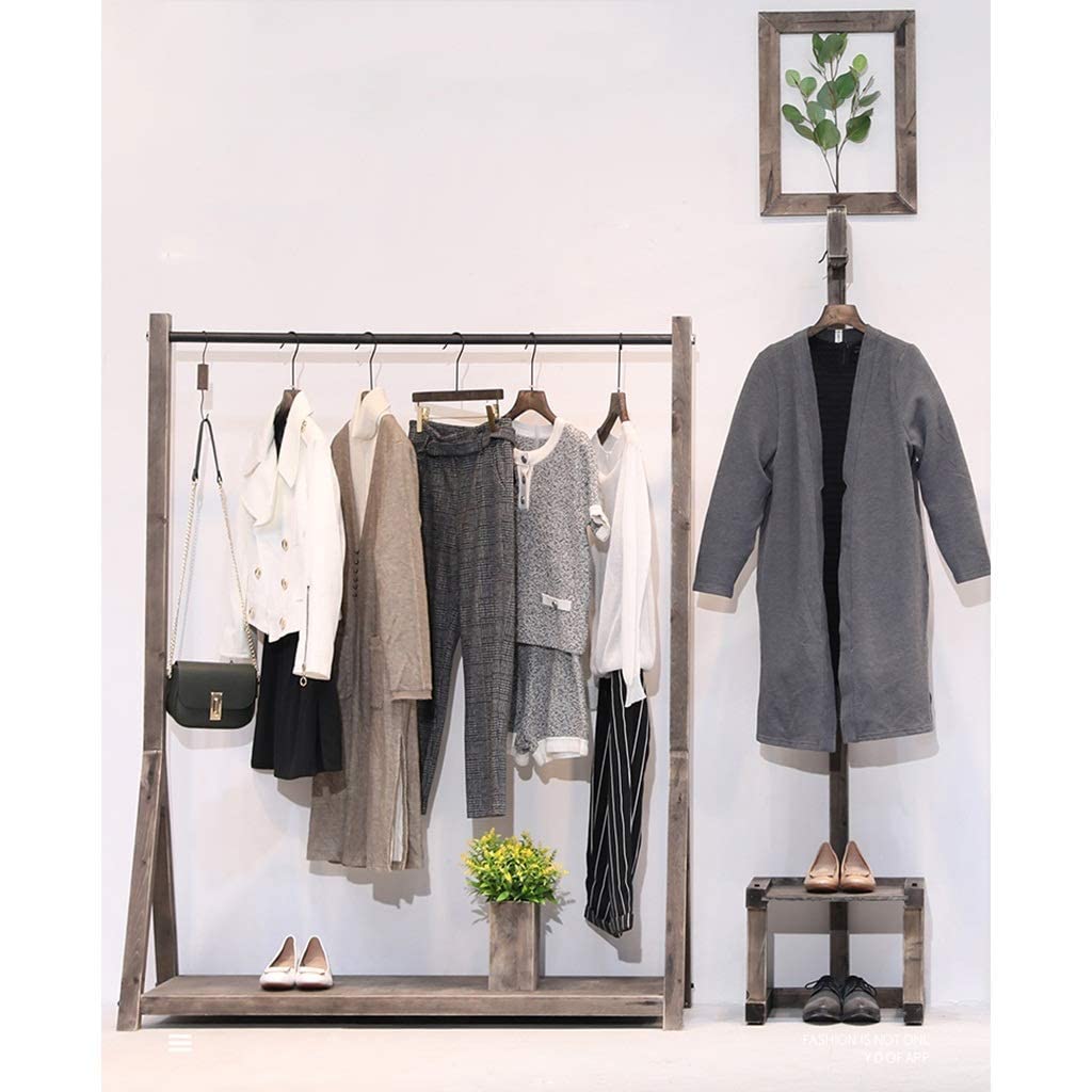 Solid Wood Coat Rack - Heavy Duty Clothes Stand for Bedroom, Balcony & Clothing Stores | Multi-Functional Garment Hanger Display for Men & Women's Wardrobe Organization