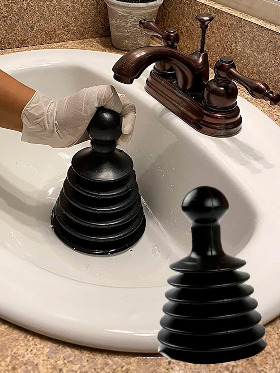 Mighty Tiny Plunger - Powerful Mini Sink & Drain Plunger for Bathroom, Kitchen, RV - Fast & Easy Unclogging Tool - Black (Perfect for Showers, Bathtubs, Small Sinks & Travel Use)