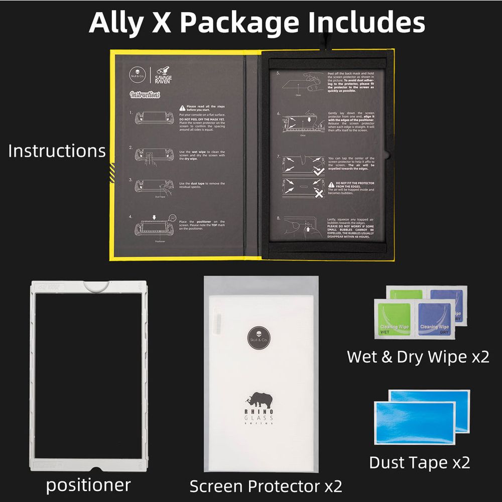 Skull & Co. Matte Screen Protector for ASUS ROG Ally X - 2 Pack with Easy Installation Positioner | Anti-Glare Protection for Gaming, Travel & Outdoor Use
