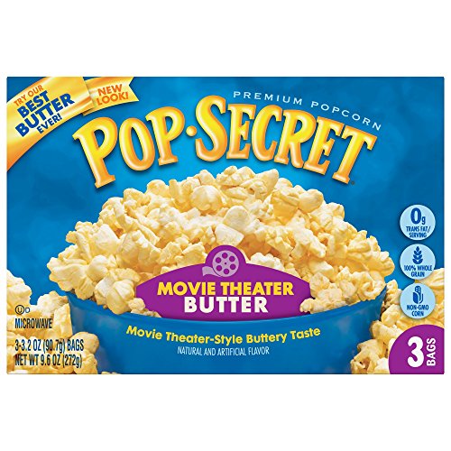 Pop Secret Microwave Popcorn - Movie Theater Butter Flavor, 3.2oz Bags (Pack of 3) - Perfect for Movie Nights, Snacking & Family Gatherings