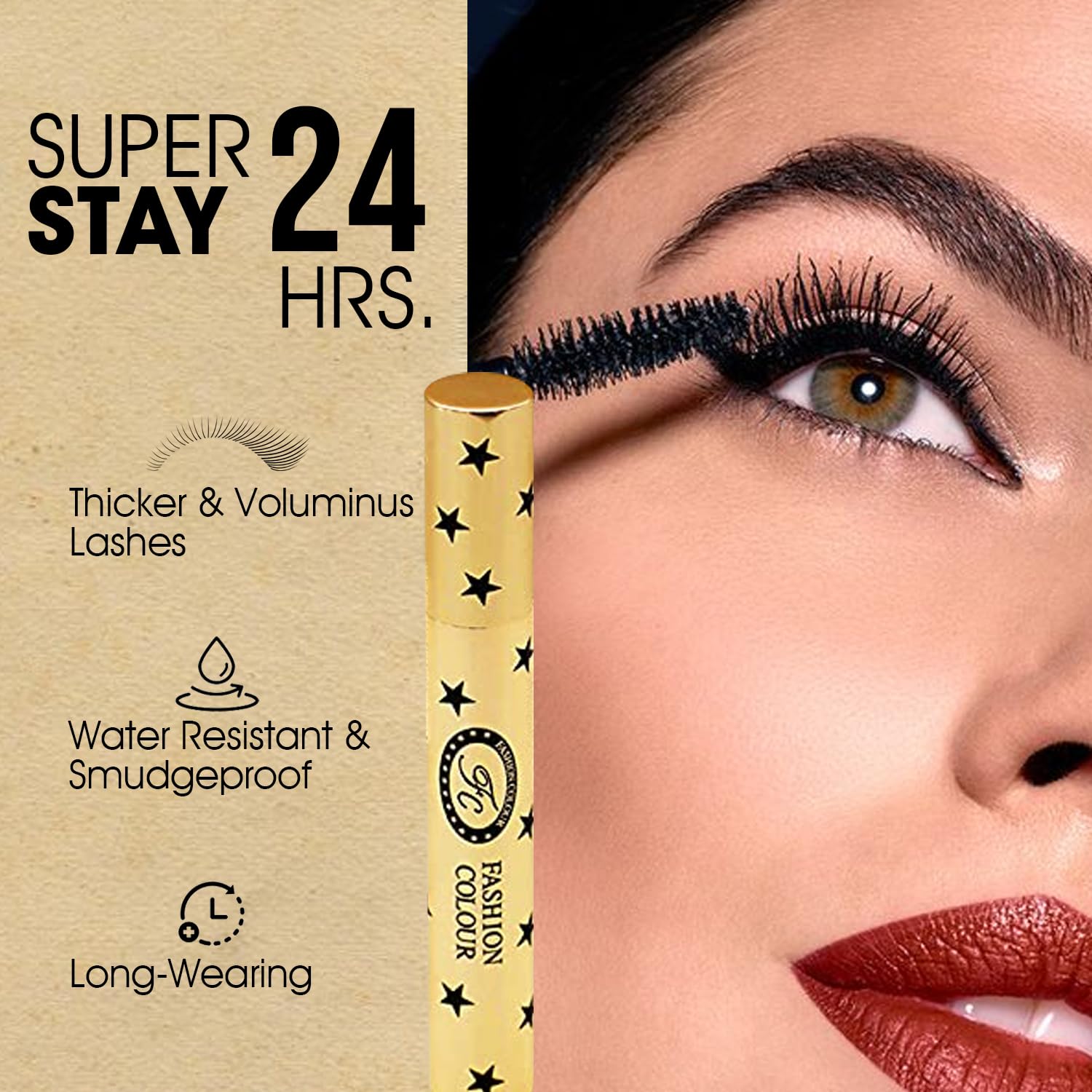 Super Waterproof Long Lash Mascara - Aroma Formula (10g) for Voluminous & Lengthened Lashes | Smudge-Proof, All-Day Wear | Perfect for Swimming, Gym & Special Occasions