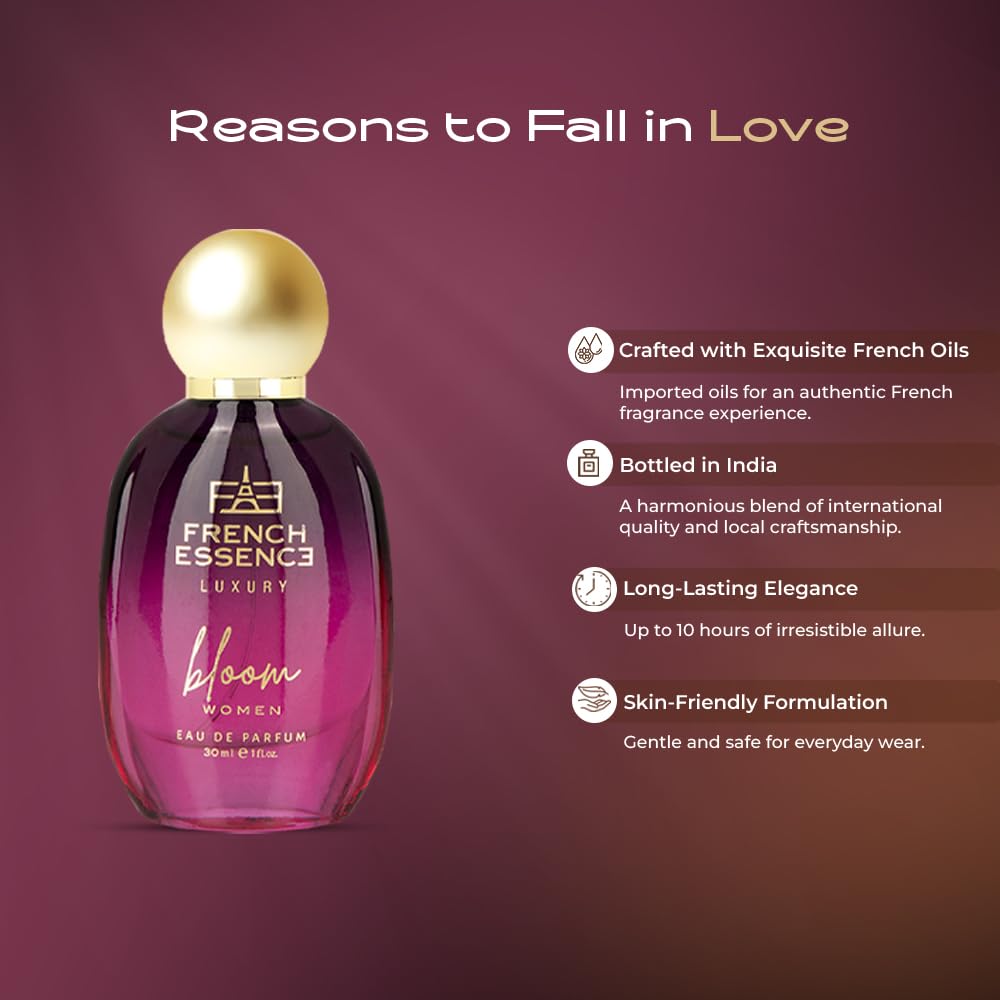 French Essence Luxury Bloom Perfume for Women 30ml | Long Lasting Floral Fragrance | Premium Eau De Parfum Gift Set (Pack of 2) | Perfect for Date Night, Office & Special Occasions