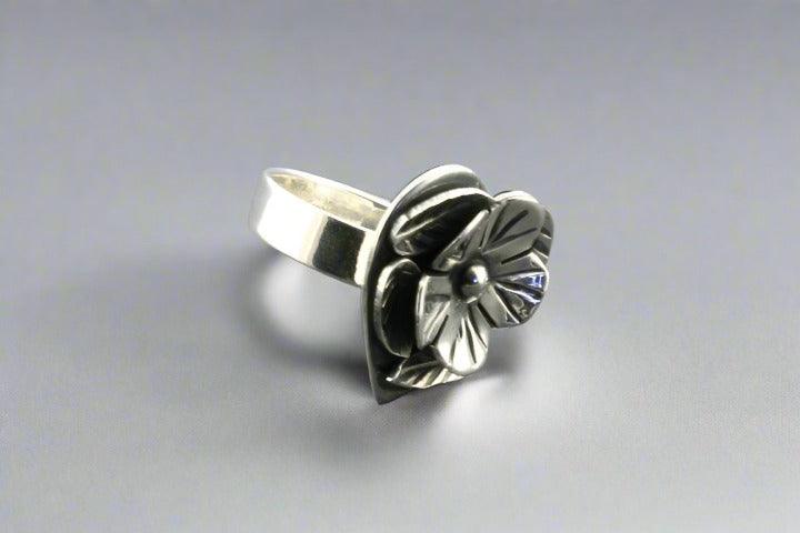 Flowering Heart Ring - Sterling Silver Adjustable Ring for Women - Perfect for Valentine's Day, Anniversary & Romantic Gifts