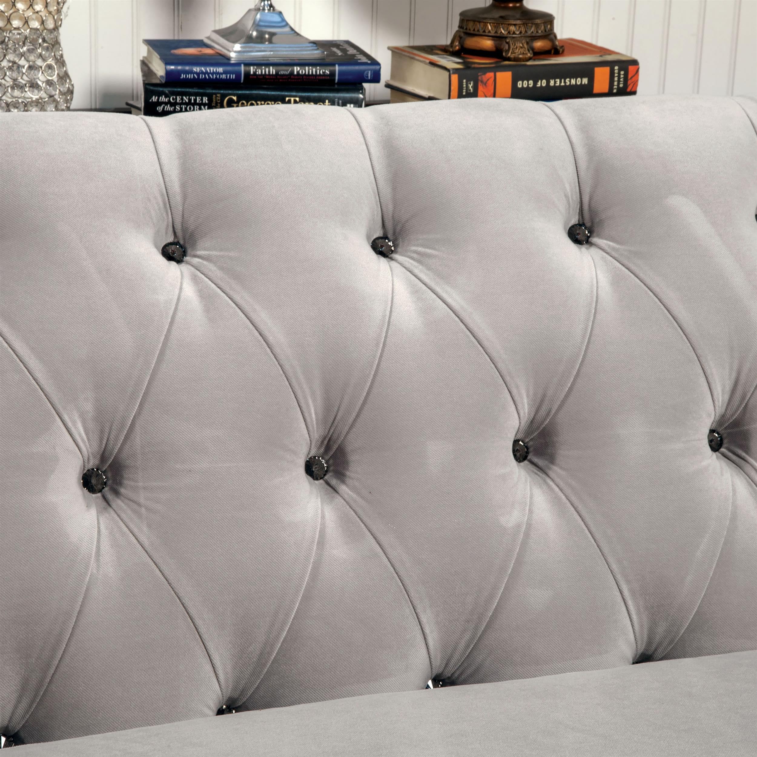Furniture of America 2-Piece Corinee Glamorous Sectional Sofa Set in Taupe - Modern Living Room Furniture for Small Spaces & Apartments