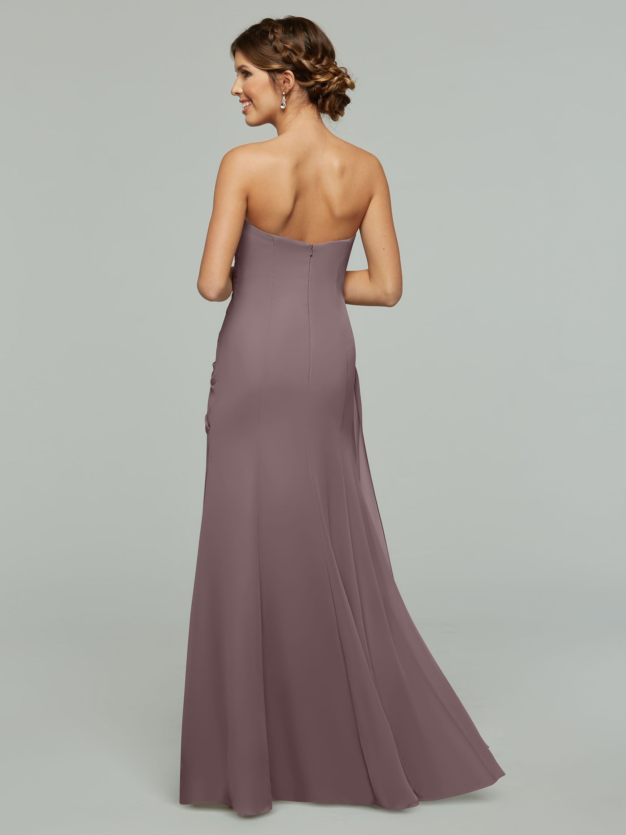 80028 1 Strapless Sweetheart Chiffon Bridesmaid Dress With Ruching - Elegant Formal Gown for Weddings, Prom & Special Occasions