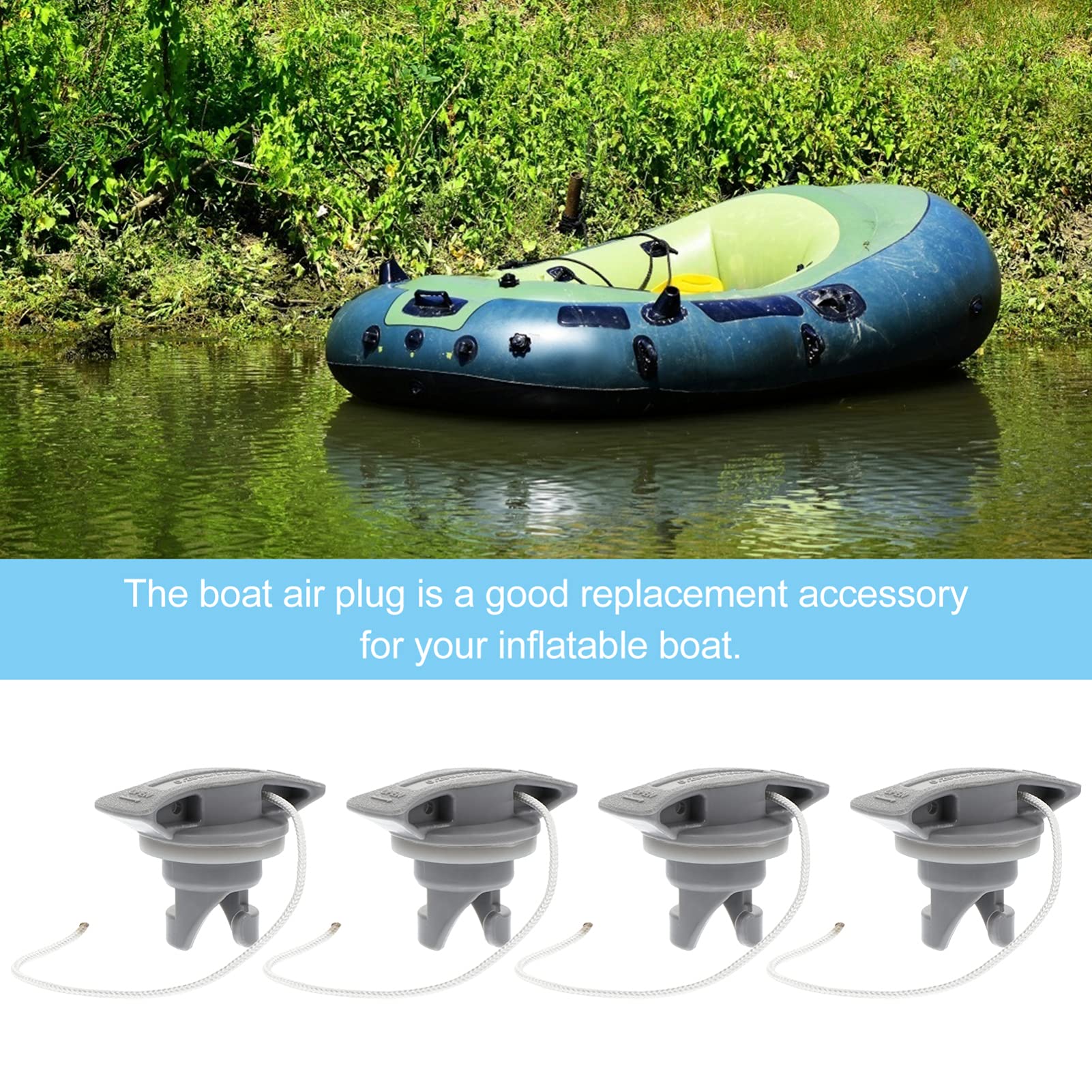 SEWACC 4pcs Inflatable Boat Air Valve Screw Replacement - Spiral Air Plugs for Kayak, Canoe, Raft, Rubber Dinghy & Pool Accessories | Perfect for Marine, Water Sports & Outdoor Activities