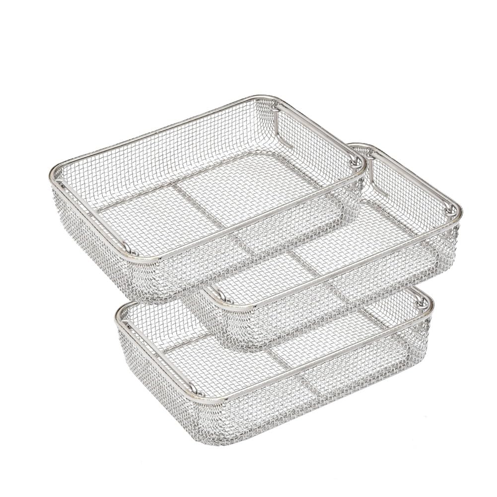 304 Stainless Steel Medical Sterilization Tray - Perforated Mesh Basket for Dental Instruments & Lab Tools (3-Piece Set, 30x20x7cm) - Perfect for Dental Clinics, Hospitals & Medical Laboratories