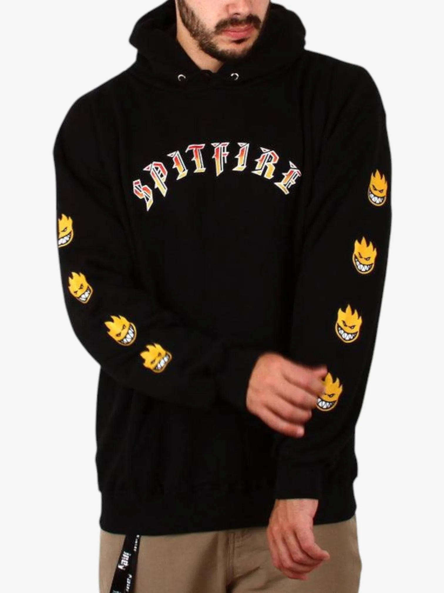 Spitfire Old E Bighead Fill Sleeve Black Hoodie - Men's Streetwear Pullover for Casual Wear & Urban Fashion