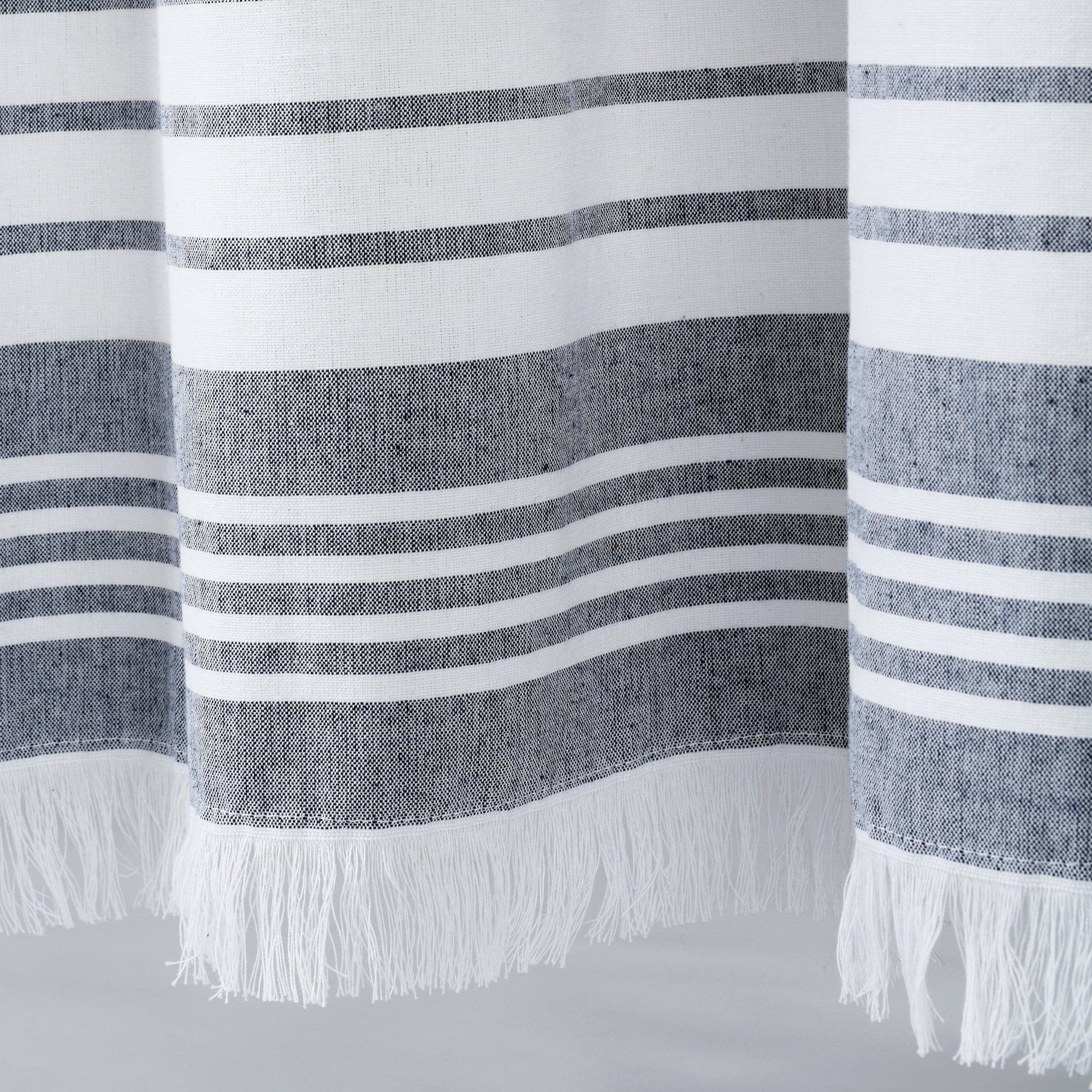 Nantucket Yarn Dyed Tassel Fringe Window Curtain Panel Set - Coastal Style Sheer Drapes for Living Room, Bedroom & Kitchen - Light Filtering & Privacy Window Treatments