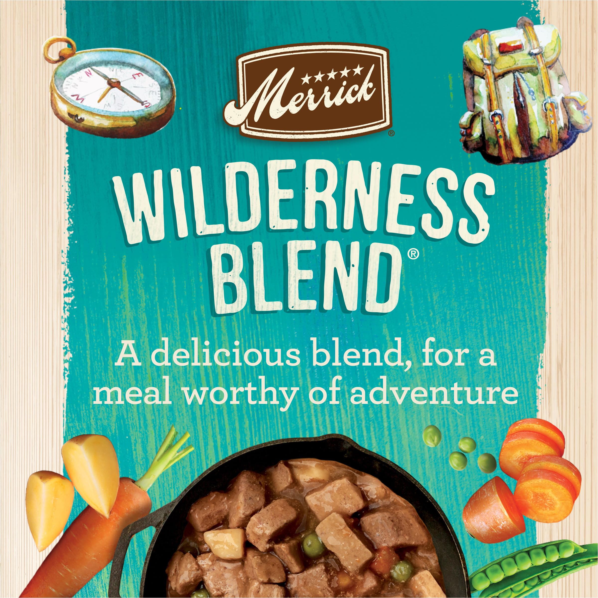 Premium Grain-Free Wet Dog Food by Merrick - Wilderness Blend Recipe, Soft & Wholesome Canned Adult Dog Food (12 Pack, 12.7oz) - Ideal for Active Dogs, Training Treats & Meal Toppers