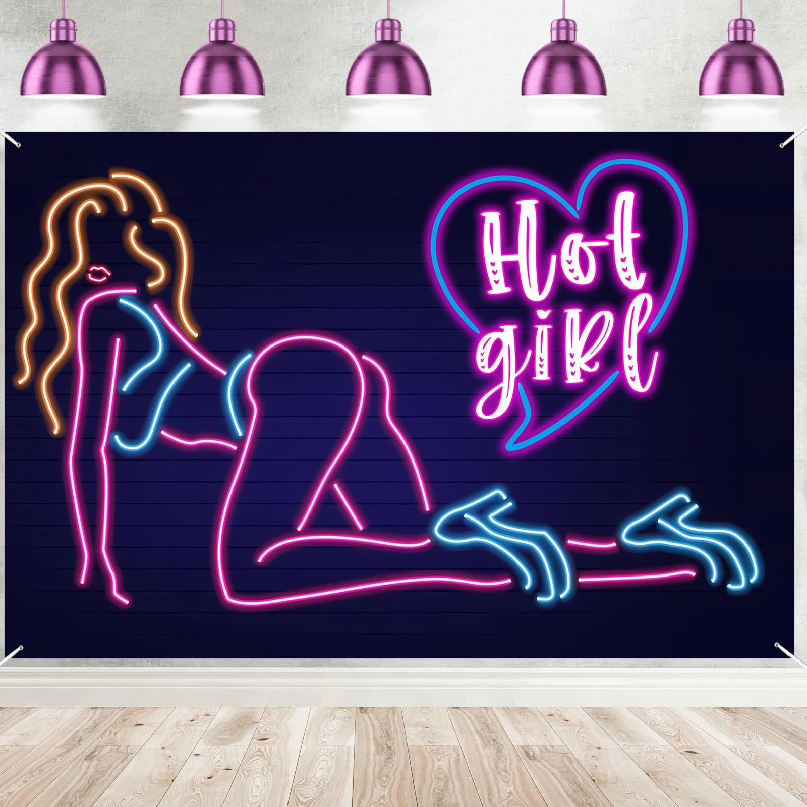 Sexy Neon Pole Dancing Backdrop - Bachelorette Party Decor, Bridal Shower, Birthday & P-Valley Theme Party Supplies - Photo Booth Props & Chair Dancing Decorations for Adult Nightlife Events