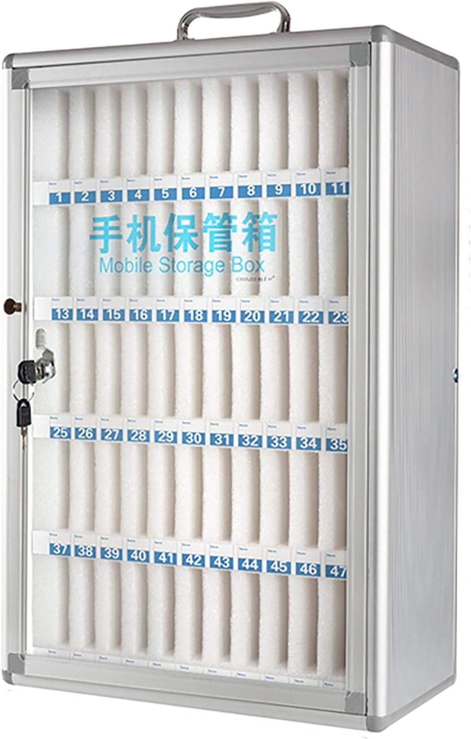 Lockable Transparent Cell Phone Storage Cabinet - 60 Slots Mobile Phone Safe Deposit Box for Schools & Offices | Secure Student & Staff Device Management