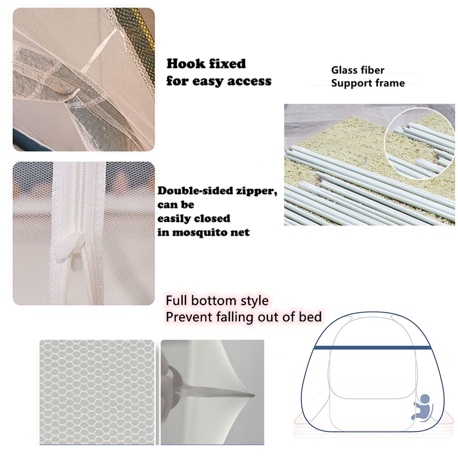 Foldable Yurt Mosquito Net with Full Bottom - Easy Installation Canopy Tent for Bedroom Decor & Outdoor Travel | Perfect for Camping, Glamping, and Home Protection