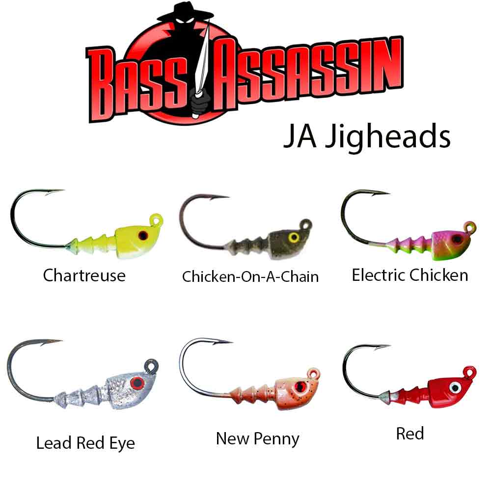 Bass Assassin 1/2OZ JA Jighead 4 Pack - Premium Fishing Jigs for Bass, Walleye & Crappie - Perfect for Freshwater & Saltwater Fishing Trips