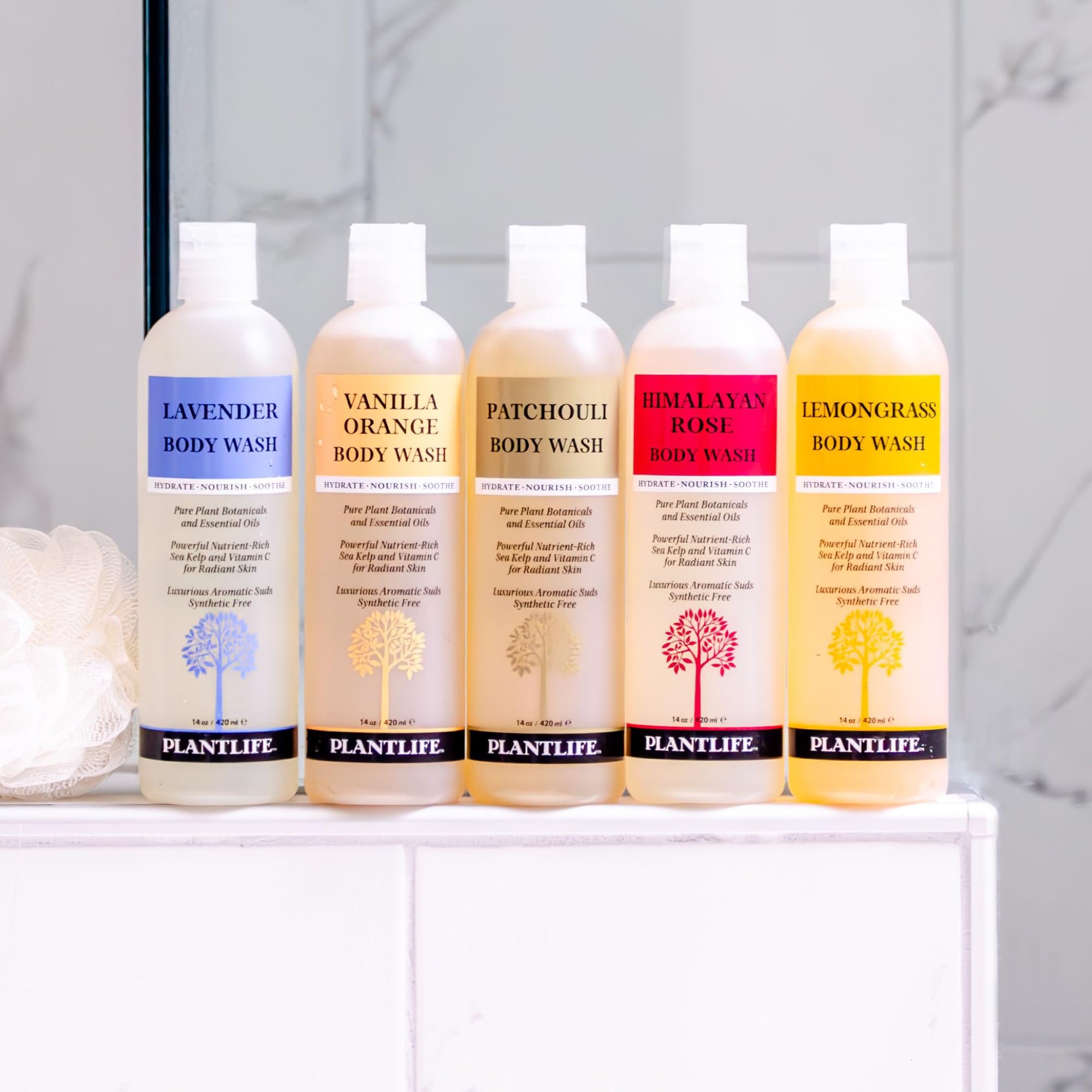 Plantlife Vanilla Orange Body Wash - Natural, GMO & Gluten Free, Gentle Moisturizing Body Wash with Organic Ingredients - Made in USA (14 oz) - Perfect for Sensitive Skin & Daily Hydration