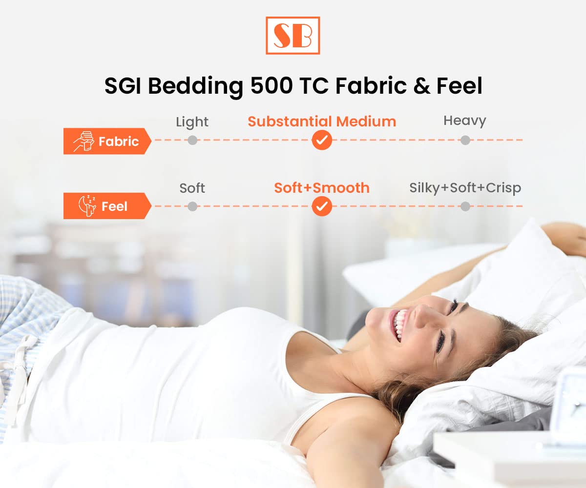 Premium 500 Thread Count 100% Egyptian Cotton Bed Sheet Set - Ultra Soft Luxury Hotel Quality 4-Piece (1 Fitted Sheet, 1 Flat Sheet, 2 Pillowcases) with 15