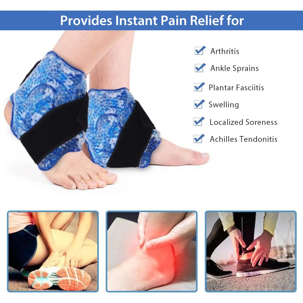 NEWGO Reusable Ice Pack for Ankle Injuries - Small Gel Ice Packs for Sprains, Swelling & Pain Relief - Perfect for Sports Injuries, Post-Surgery Recovery & First Aid Kits