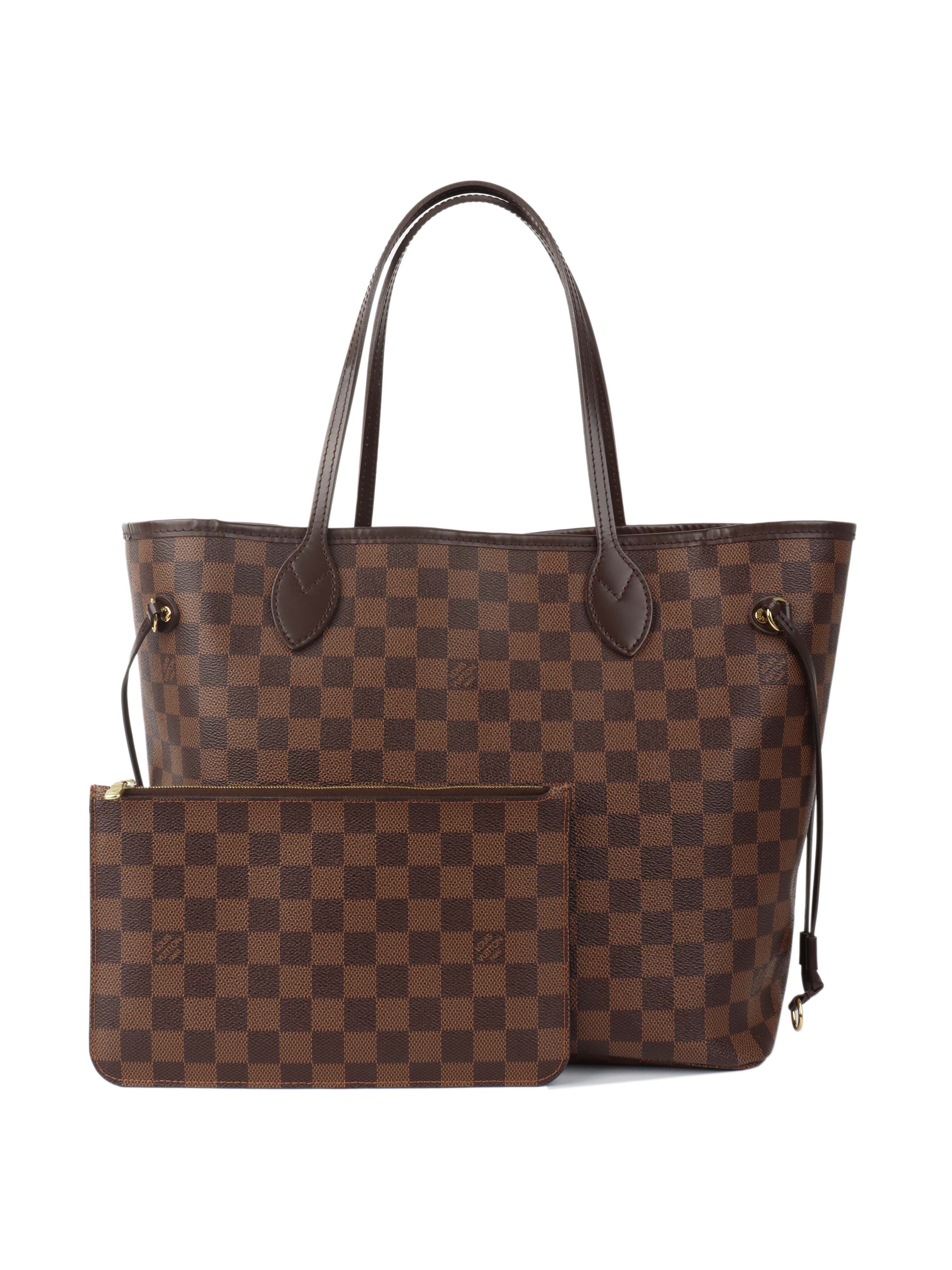 Louis Vuitton Damier Ebene Neverfull MM Tote Bag - Authentic Designer Handbag for Women, Perfect for Work, Travel & Everyday Use
