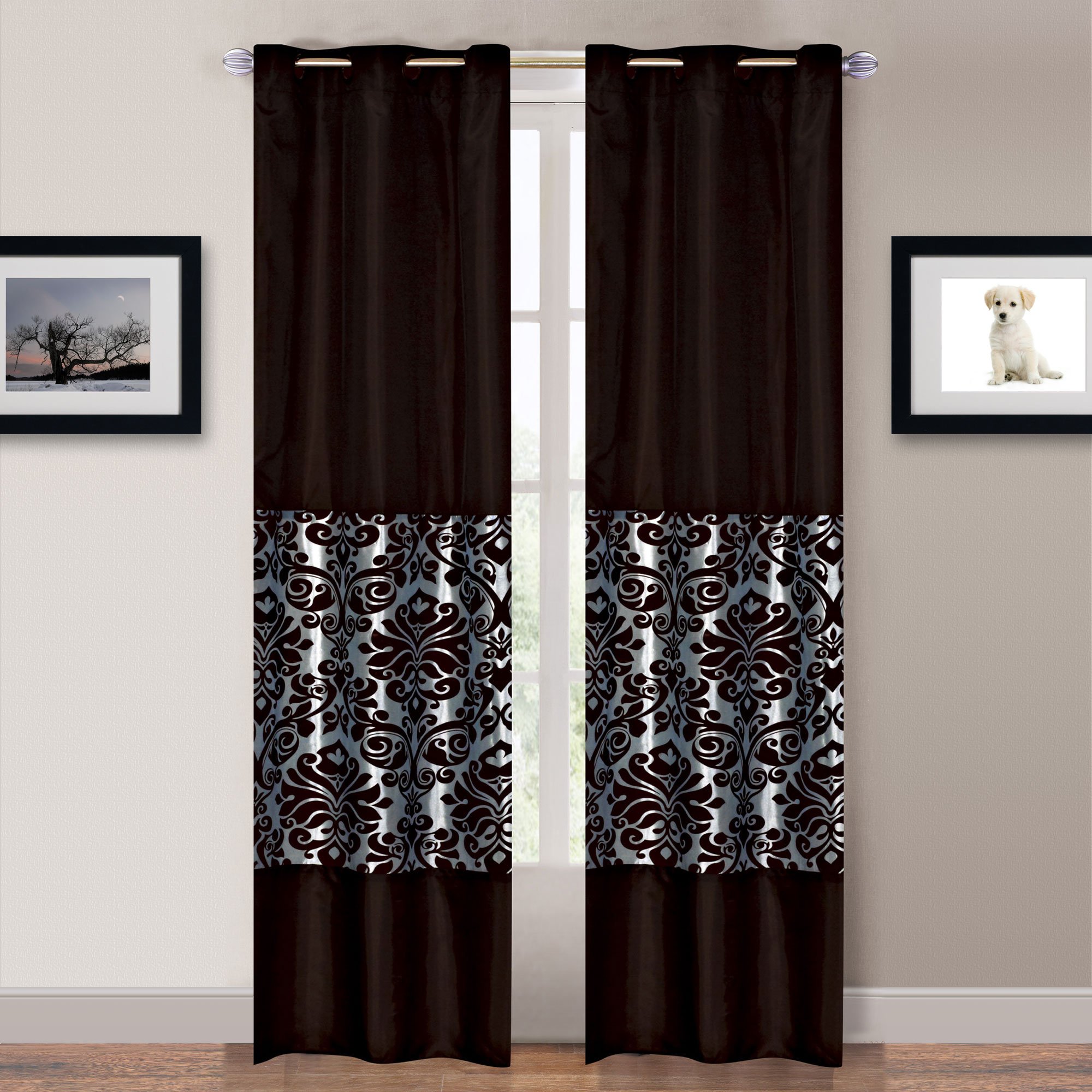Lavish Home 2-Panel Katrina Grommet Curtains - Brown Blackout Window Drapes for Living Room & Bedroom - Thermal Insulated Room Darkening Curtains for Home Decor