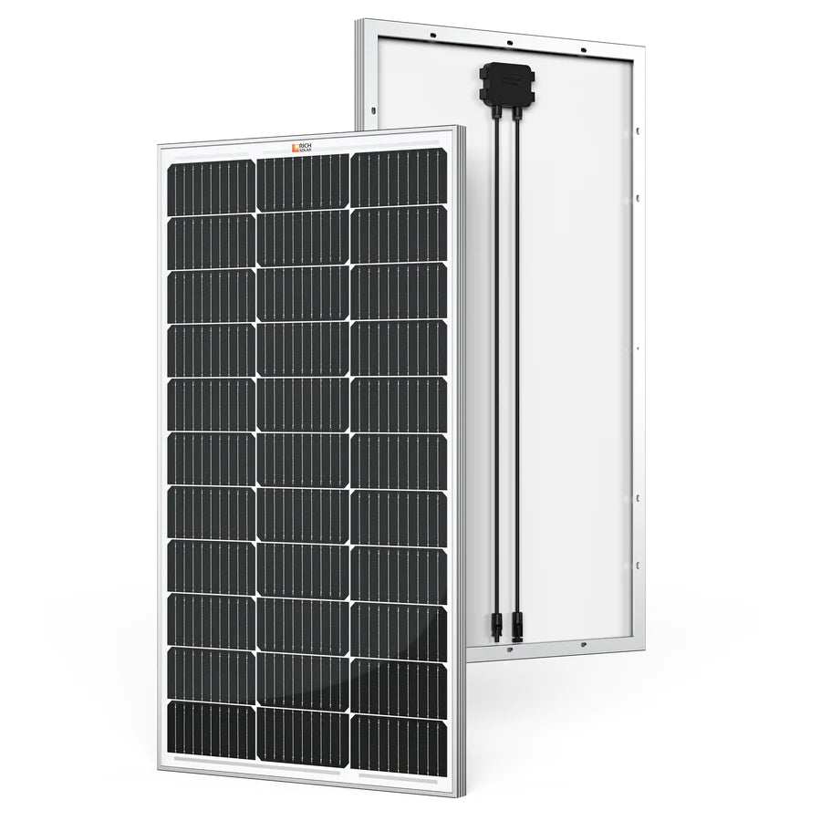 Rich Solar MEGA 100 Watt Monocrystalline Solar Panel - High Efficiency 12V Solar Panel for RV, Boat, Off-Grid & Home Use - Weather Resistant Solar Charging Solution
