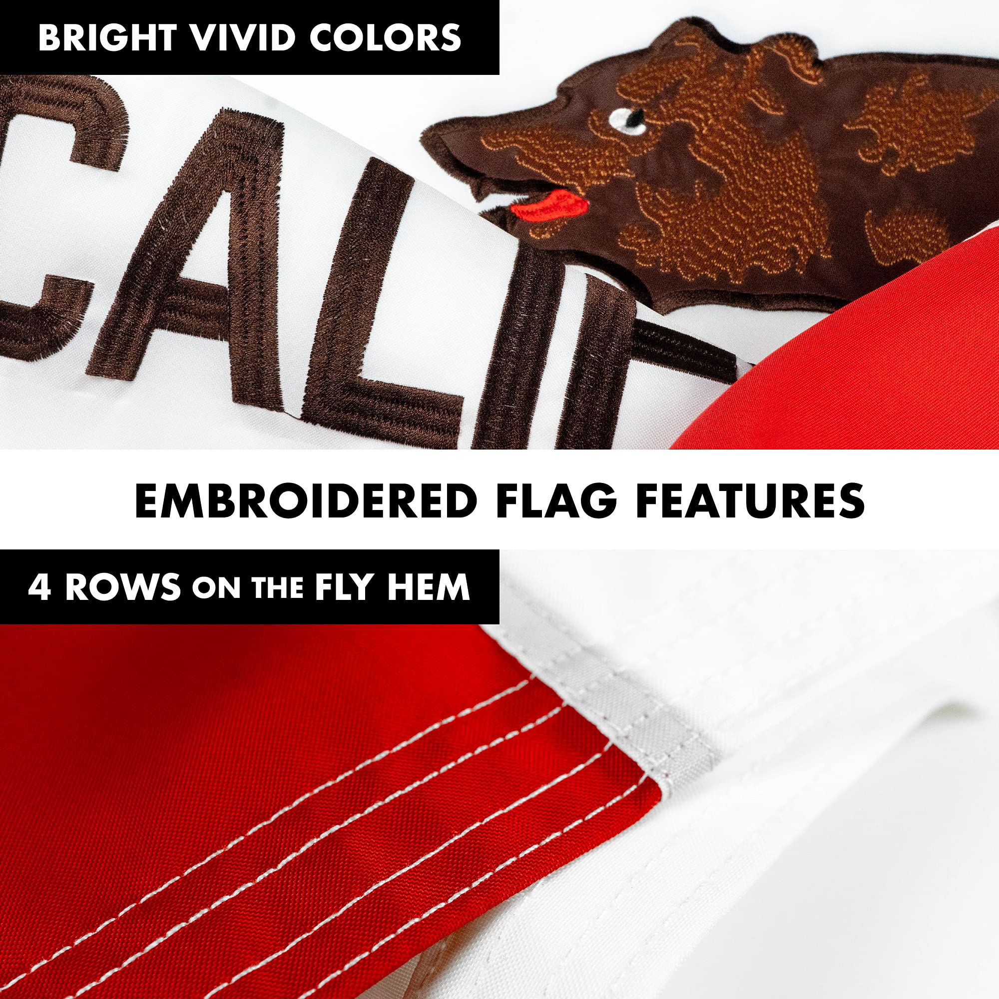 5FT Spinning Flagpole with 2x3FT Double-Sided California Flag - Heavy Duty Aluminum Pole, Brass Grommets & Embroidered Design (Black) - Perfect for Home, Garden, and Patriotic Displays