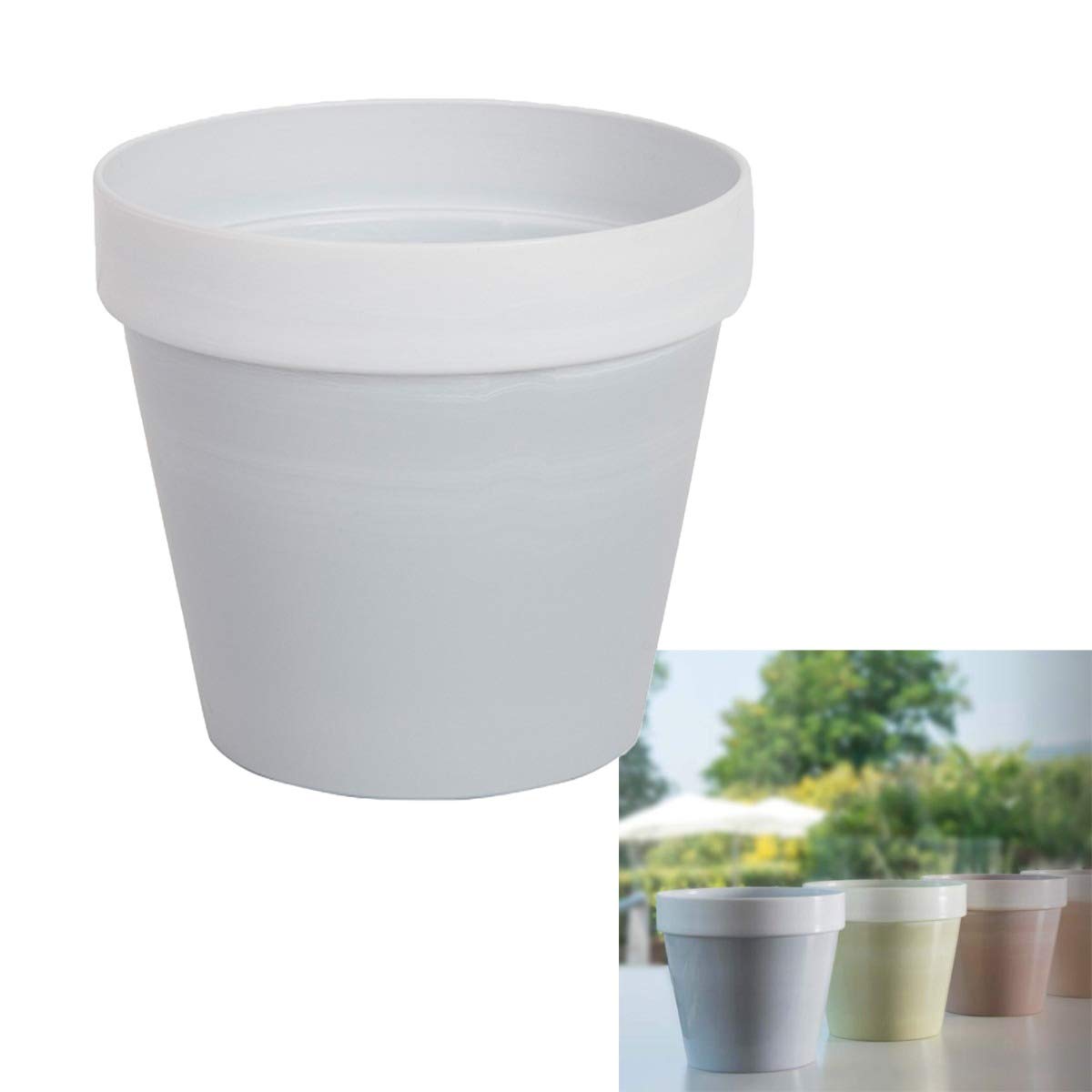 Fiorenza 5.5-inch Round Plastic Flower Pot - Durable Garden Planter for Indoor & Outdoor Plants, Succulents, Herbs - Lightweight & Weather-Resistant (Grey) - Perfect for Home Decor, Balcony, Patio Gardening
