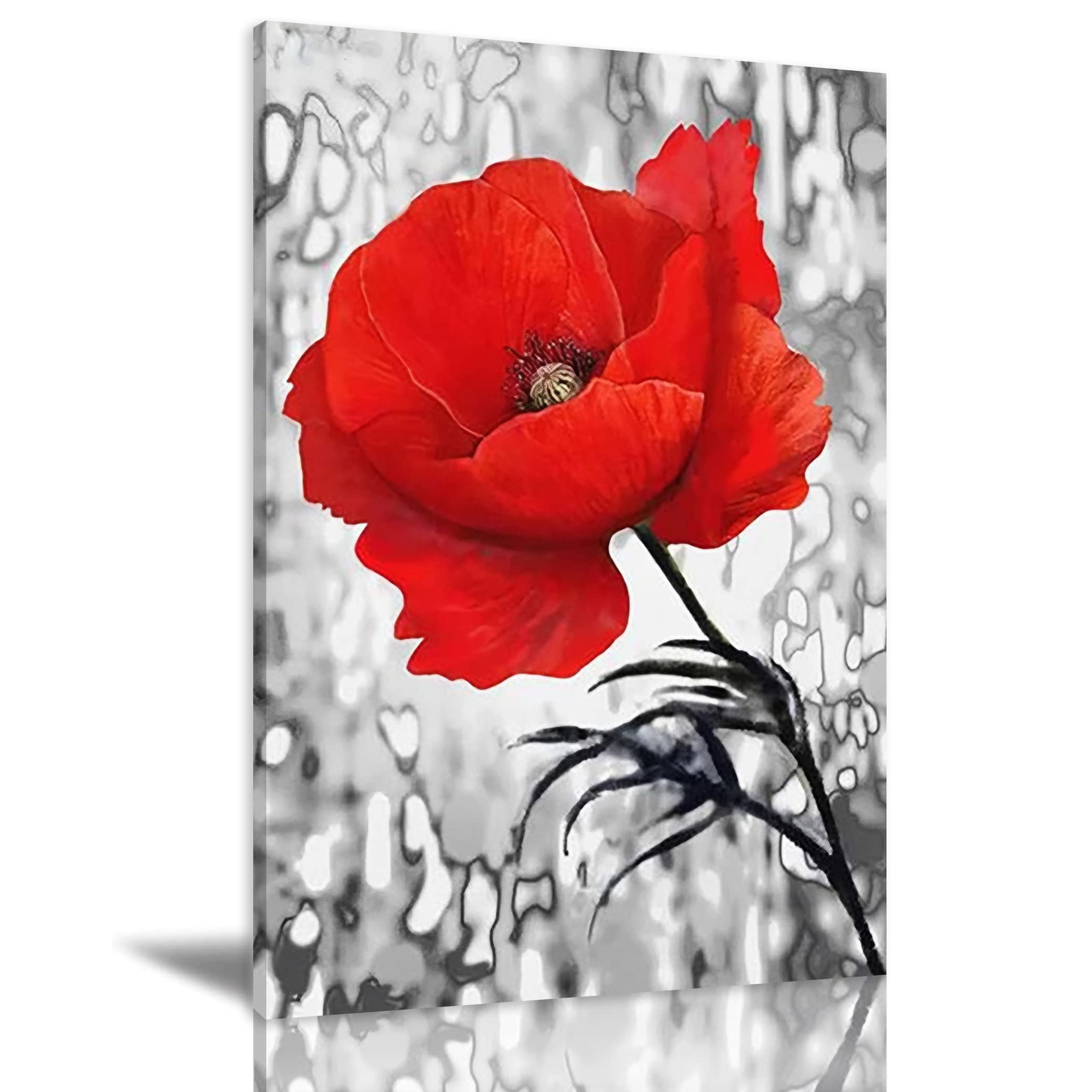 Red Flower Abstract Oil Painting on Canvas - Framed Wall Art Decor for Living Room, Bedroom, Office - Floral Prints Home Decoration (20x30 Inch) - Perfect for Modern Interior Design & Gift Giving