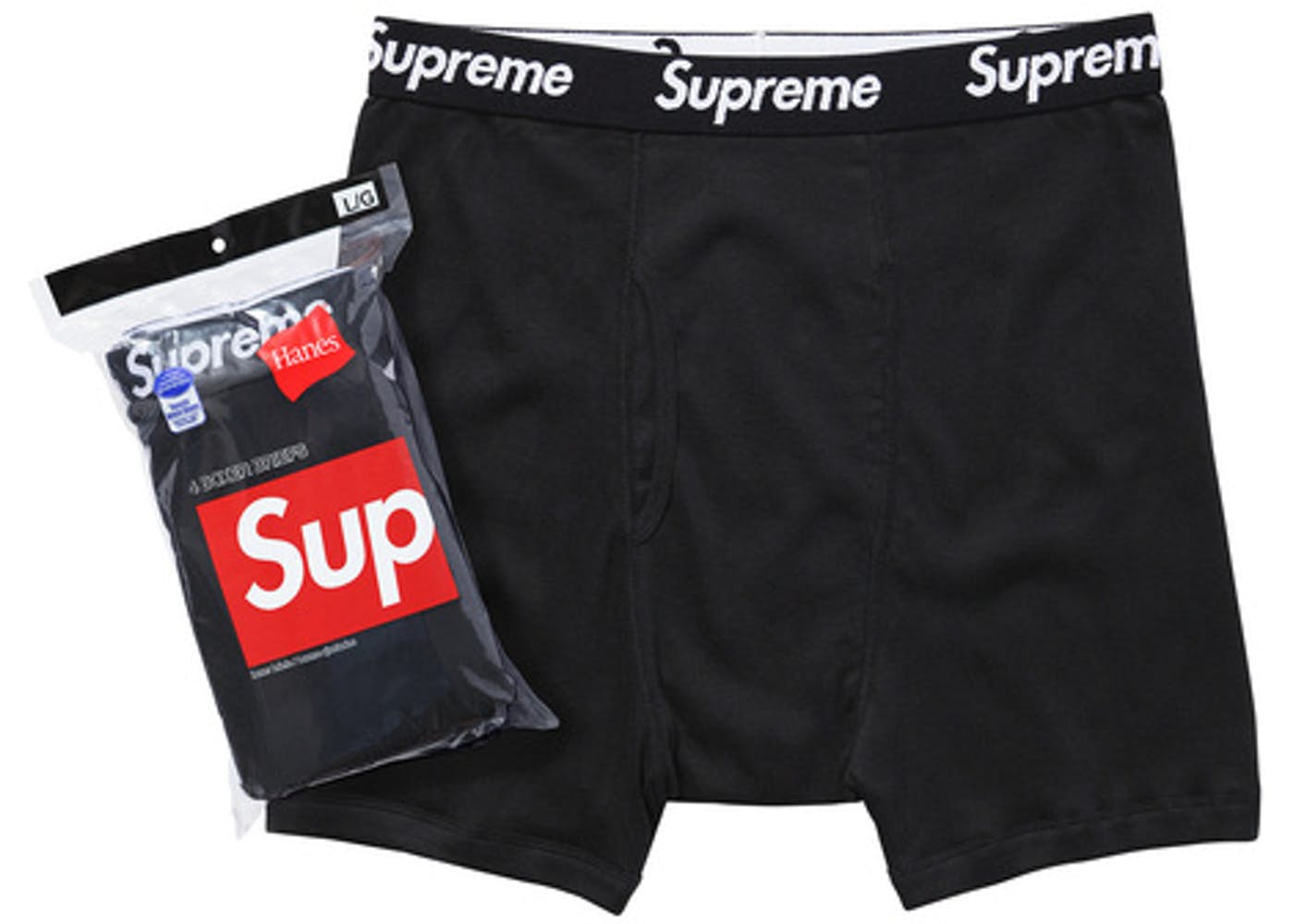 Supreme Hanes Boxer Briefs (4 Pack) - Black Cotton Underwear for Men - Comfortable Everyday Wear & Gym Workout Underwear