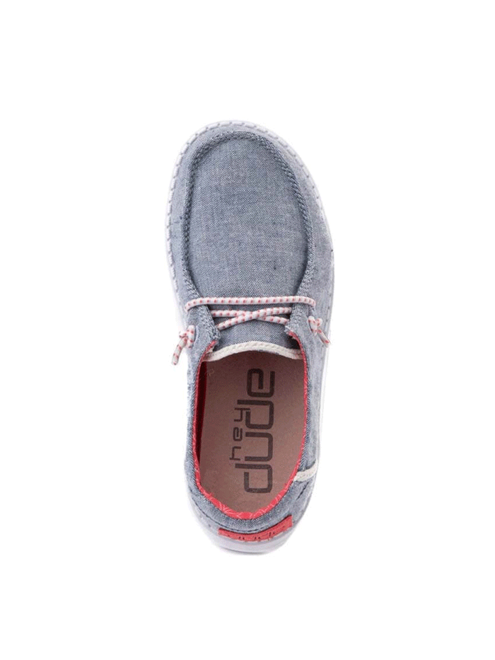 Hey Dude Wendy Youth Shoes - Comfortable Braided Casual Sneakers for Boys & Girls | Perfect for School, Play & Everyday Wear (Chambray, Size 10)