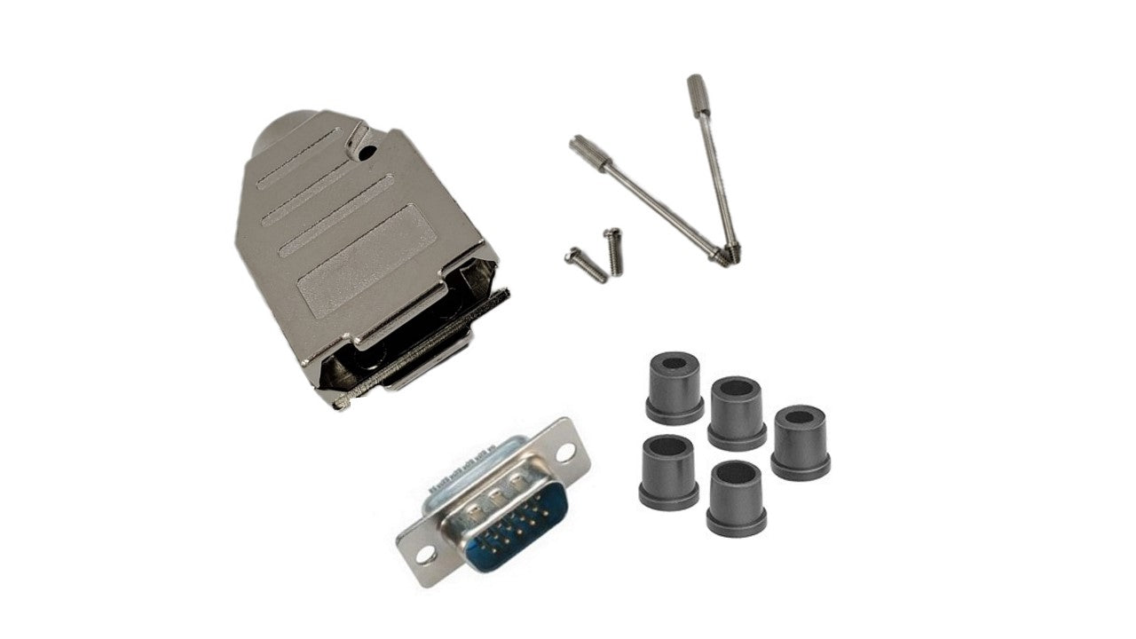 Premium DB15 Male Solder Kit - High Density Full Profile with Metal Hood (No Ear) | Perfect for Arcade Machines, Industrial Controls & Retro Gaming Setups