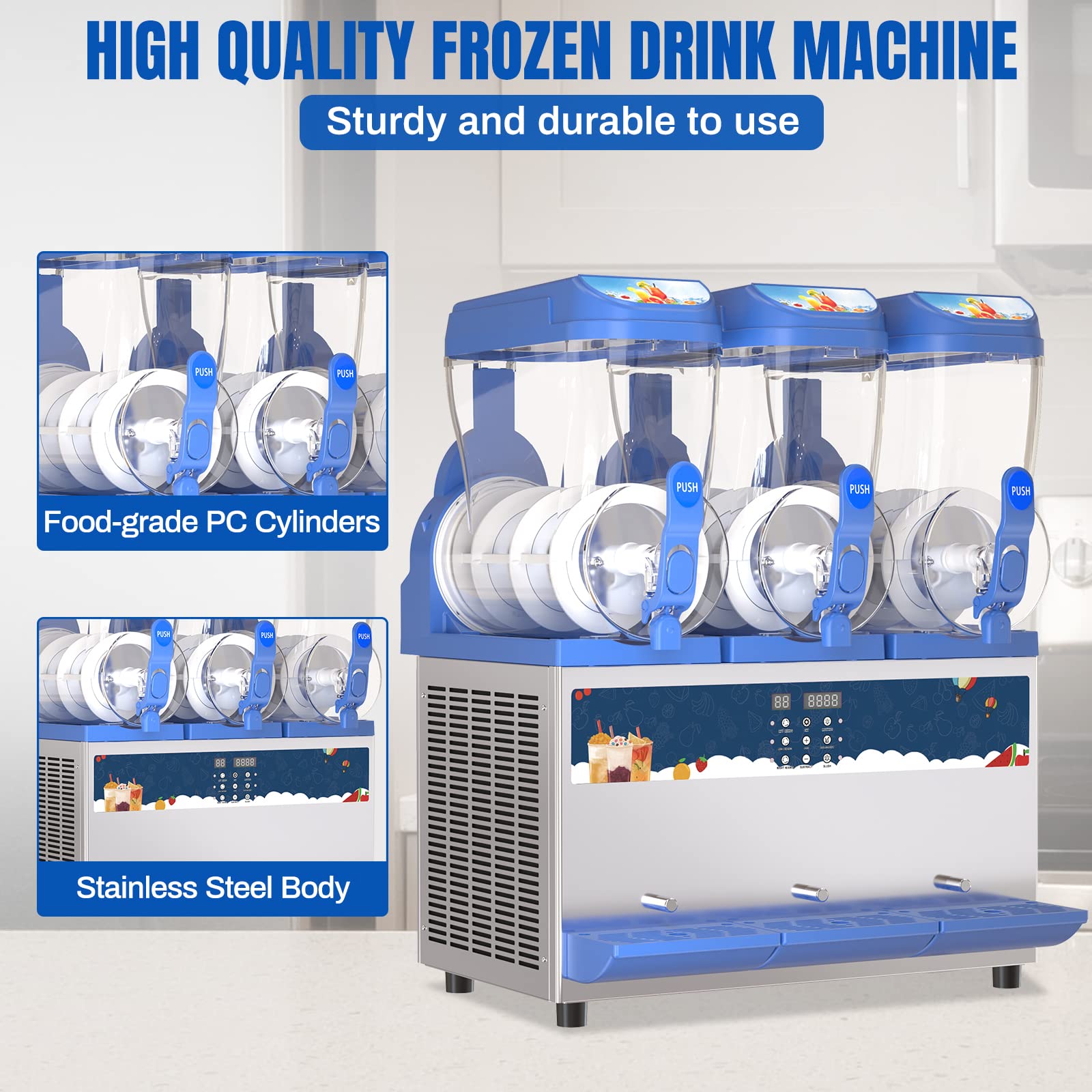 XPW 1200W Commercial Slushy Machine with 45L Stainless Steel Tanks - High-Efficiency Slushie Maker for Margaritas & Frozen Drinks - Perfect for Bars, Cafes, Restaurants & Party Events