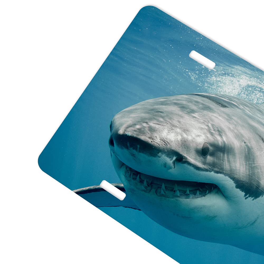 Wondertify Shark Smiling Swimming Blue Ocean Novelty Metal Car License Plate 12