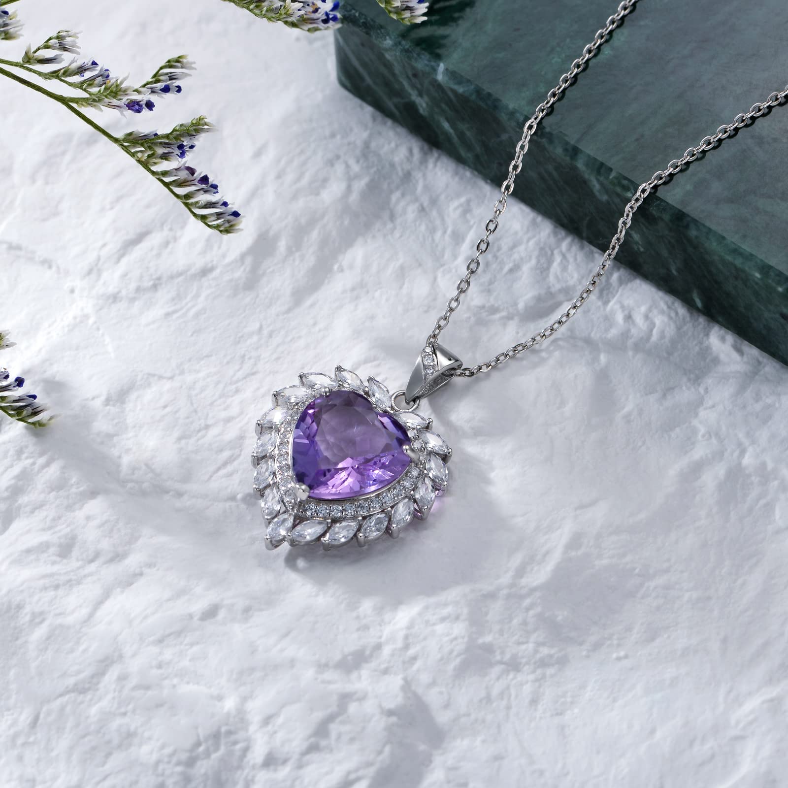 Natural Amethyst Necklace for Women - 925 Sterling Silver Purple Crystal Pendant Jewelry | Elegant Engagement, Wedding & Anniversary Gift | Perfect for Spiritual Healing, Meditation & Special Occasions
