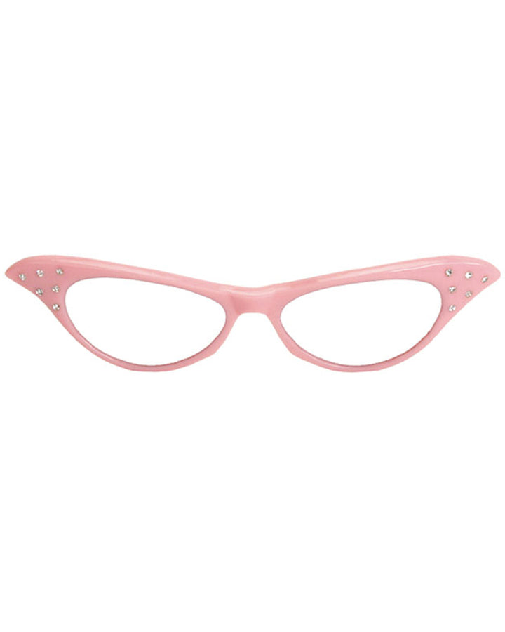 Vintage 1950s Pink Rhinestone Cat Eye Sunglasses for Women - Retro Glam Fashion Accessory for Parties, Costumes & Photo Shoots