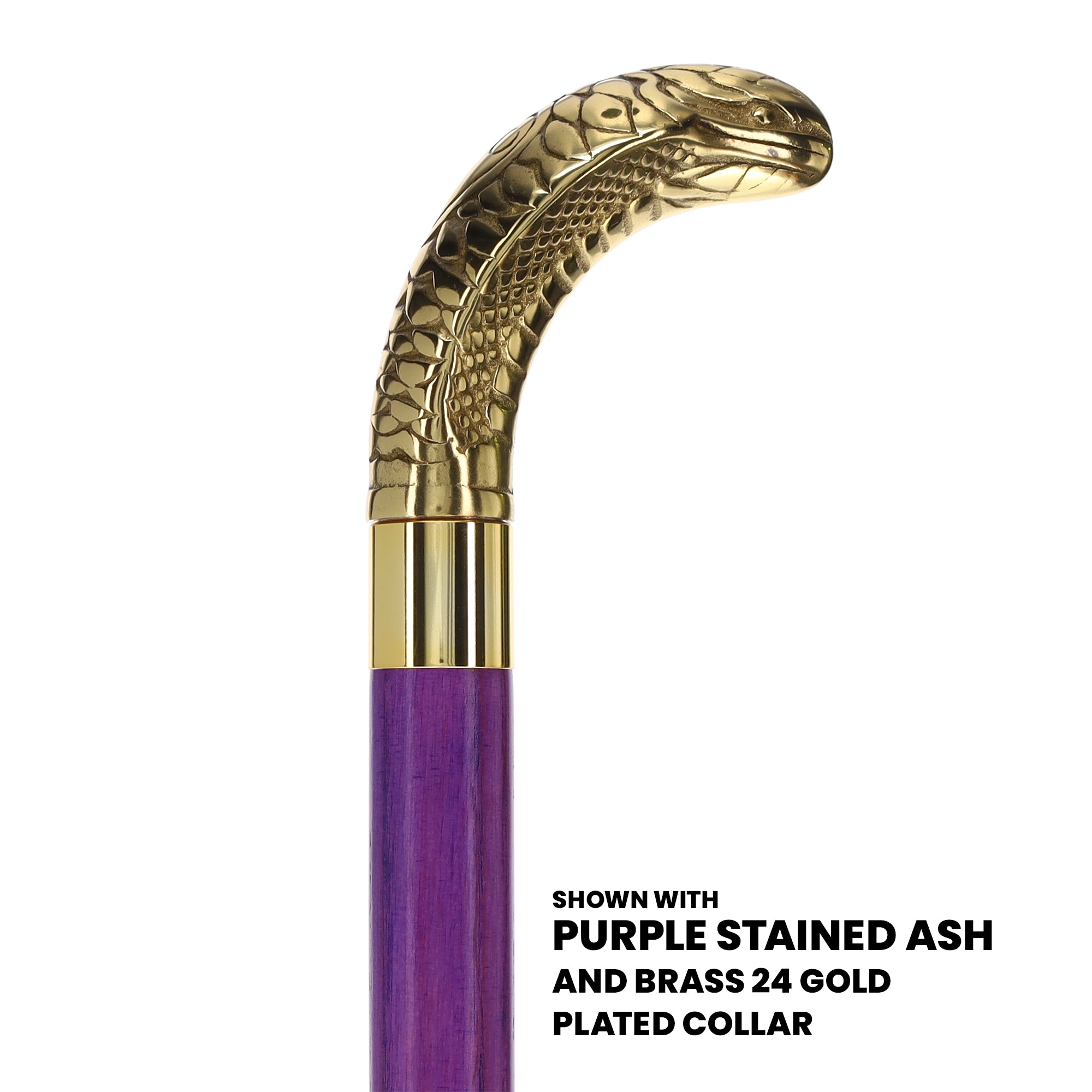 Premium Brass Snake Handle Walking Cane - Handcrafted Stained Wood Shaft for Men & Women - Ideal for Fashion, Support & Outdoor Use